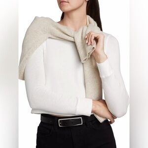 NWT L'AGENCE Benny Long-Sleeve Cropped Crewneck Tee Sz L